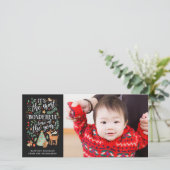 Forest Friends | Zwart | Foto Feestdagenkaart (Staand voorkant)