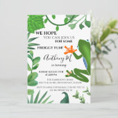 Forest Frog 1e verjaardagsfeestuitnodiging Kaart (Staand voorkant)