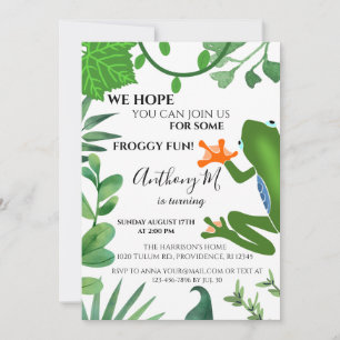 Forest Frog 1e verjaardagsfeestuitnodiging Kaart