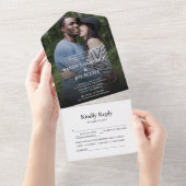 Forest Fun Foto Bruiloft All In One Uitnodiging (Afscheurbaar)