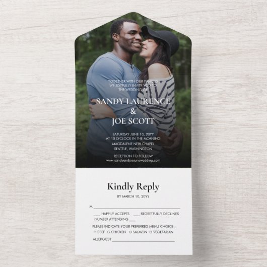 Forest Fun Foto Bruiloft All In One Uitnodiging (Binnen)