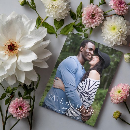 Forest Fun Photo Bruiloft Sla de datum op Briefkaart