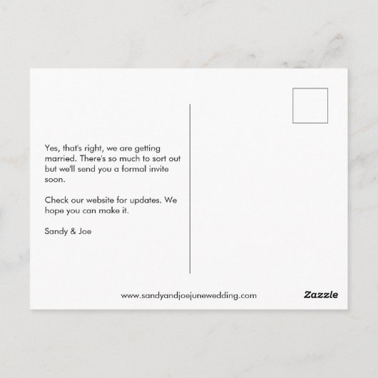 Forest Fun Photo Bruiloft Sla de datum op Briefkaart (Achterkant)