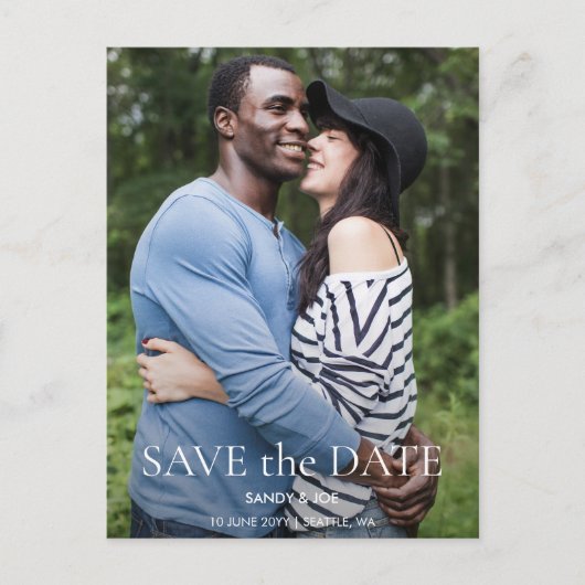 Forest Fun Photo Bruiloft Sla de datum op Briefkaart (Voorkant)