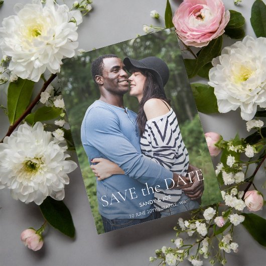 Forest Fun Photo Bruiloft Sla de datum op Magnetische Uitnodiging