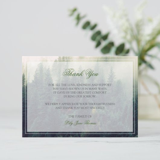 Forest Funeral Bedankt Memorial Keepomwille (Staand voorkant)