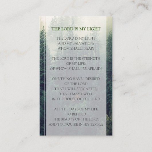 Forest Funeral Prayer Card, Memorial Prayer Card Visitekaartje (Achterkant)