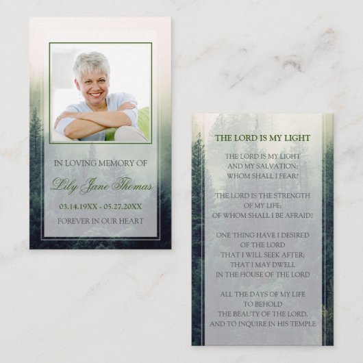 Forest Funeral Prayer Card, Memorial Prayer Card Visitekaartje (Voorkant / Achterkant)