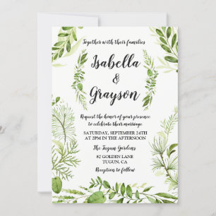 Forest Garden Wild Wreath Wedding Invitation Kaart
