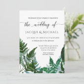 Forest Gathered Fern Foliage Waterverf Wedding Kaart (Staand voorkant)