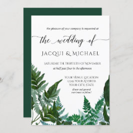 Forest Gathered Fern Foliage Waterverf Wedding Kaart