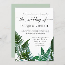 Forest Gathered Fern Foliage Waterverf Wedding Kaart