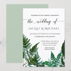 Forest Gathered Fern Foliage Waterverf Wedding Kaart