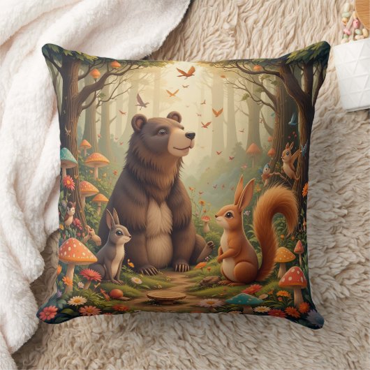 Forest Gathering van schattige dieren Kussen (Deken)