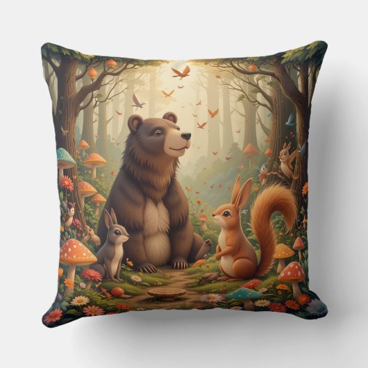 Forest Gathering van schattige dieren Kussen (Achterkant)