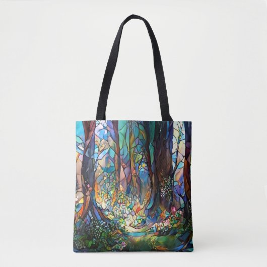 Forest Glas in lood Style Canvas tas (Voorkant)