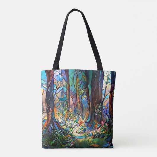 Forest Glas in lood Style Canvas tas (Achterkant)