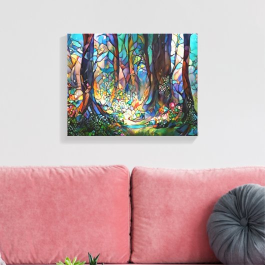 Forest Glas in lood Style Stretted Canvas (Insitu (Woonkamer))