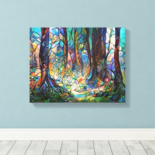 Forest Glas in lood Style Stretted Canvas (Insitu (Houten vloer))