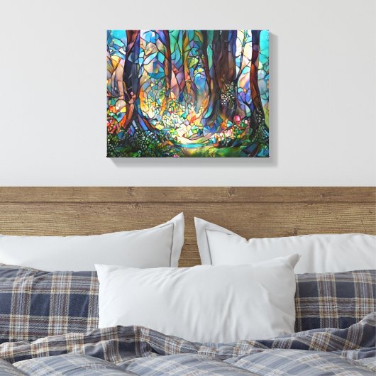 Forest Glas in lood Style Stretted Canvas (Insitu (Slaapkamer))