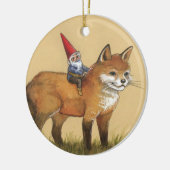 Forest Gnome en Red Fox Keramisch Ornament (Links)
