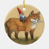 Forest Gnome en Red Fox Keramisch Ornament (Achterkant)