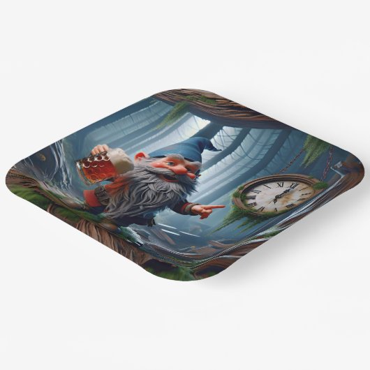 Forest Gnome op vijf uur tijd Papieren Bordje (Gebogen)