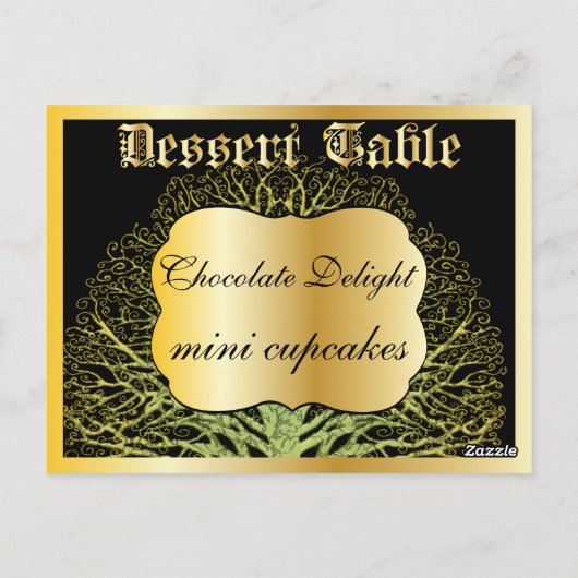 Forest Gold Dessert of Snoep Buffet Table Card Briefkaart (Achterkant)