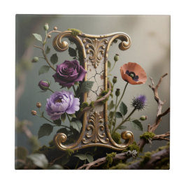 Forest Gold Patina Letter I Monogram Tegeltje