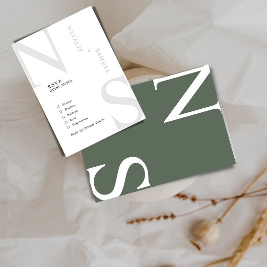 Forest GR Minimalistische Elegant Bold Initialen B RSVP Kaartje