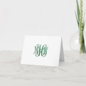 Forest Green 3 Initiaal Vine Script Monogram DIY B Bedankkaart (Voorkant)