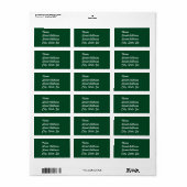 Forest Green Address Sticker (Full Sheet)