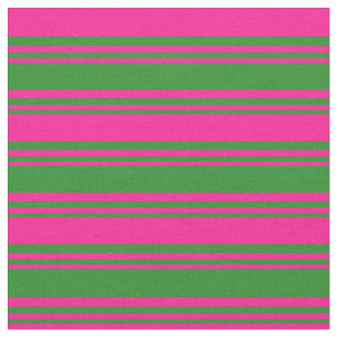 Forest Green and Deep Pink Stripes/Lines Pattern Stof
