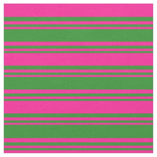 Forest Green and Deep Pink Stripes/Lines Pattern Stof (Close Up)