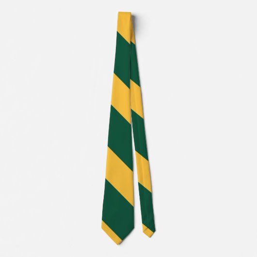 Forest Green and Gold Broad University Stripe Stropdas (Voorkant)