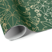 Forest Green and Gold Ivy Leaf Floral Pattern Cadeaupapier (Rol Hoek)