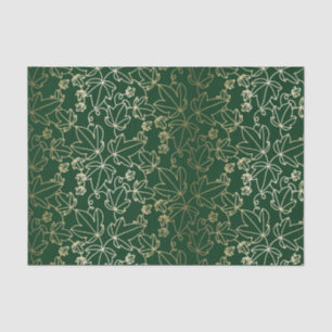 Forest Green and Gold Ivy Leaf Floral Pattern Tissuepapier