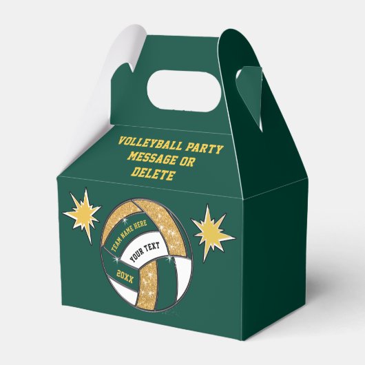 Forest Green and Gold, Volleyball Party Bags, Bedankdoosjes (Voorkant Zijde)