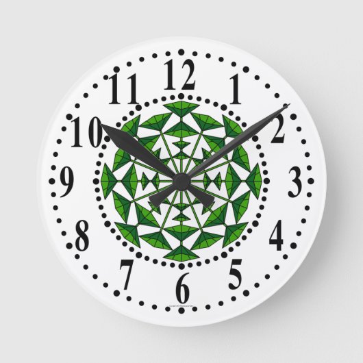 Forest Green and Green Floral 153 wandklok (Voorkant)