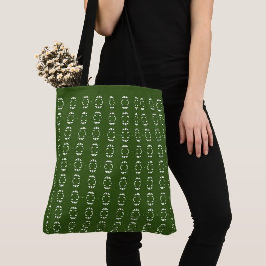 Forest Green and White Cross Pattern Tote Bag (Dichtbij)