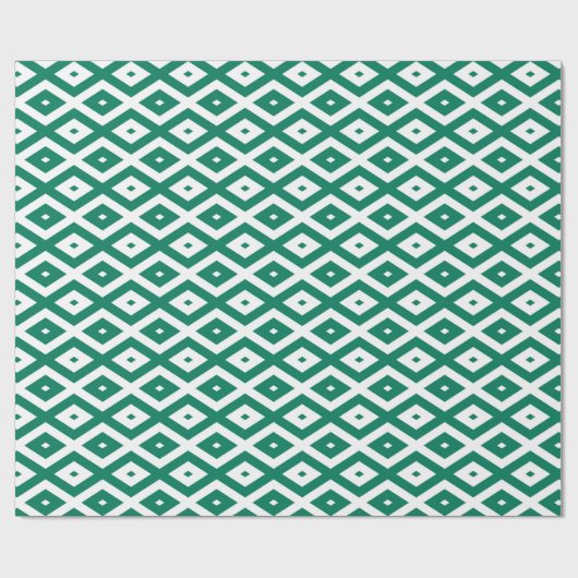 Forest green and white diamond pattern cadeaupapier (Vlak)