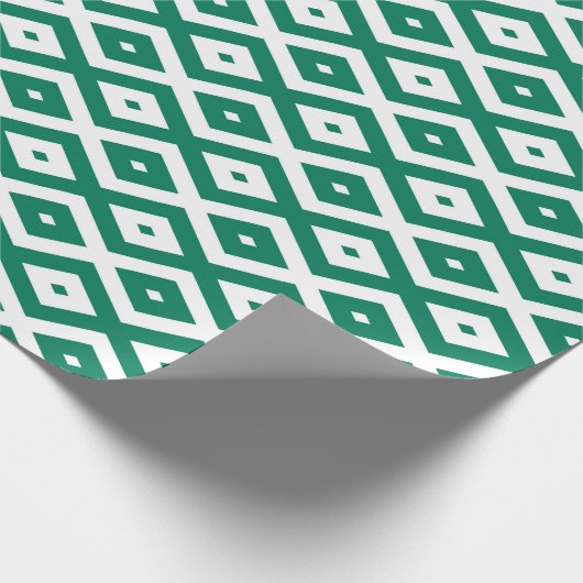 Forest green and white diamond pattern cadeaupapier (Hoek)