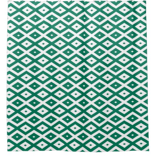 Forest green and white diamond pattern douchegordijn (Voorkant)
