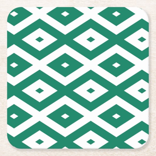 Forest green and white diamond pattern kartonnen onderzetters (Voorkant)