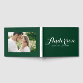 Forest Green and White Modern Calligraphy Wedding Gastenboek (Volledig)