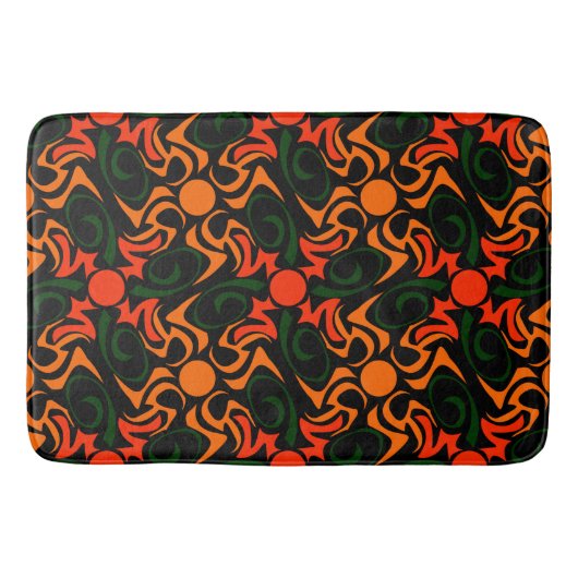 Forest Green and Yellow Tribal Star Pattern Badmat (Voorkant)