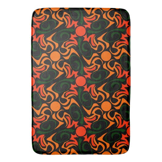 Forest Green and Yellow Tribal Star Pattern Badmat (Voorkant Verticaal)