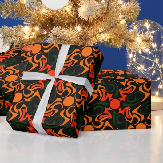 Forest Green and Yellow Tribal Star Pattern Cadeaupapier (Feestdagen)