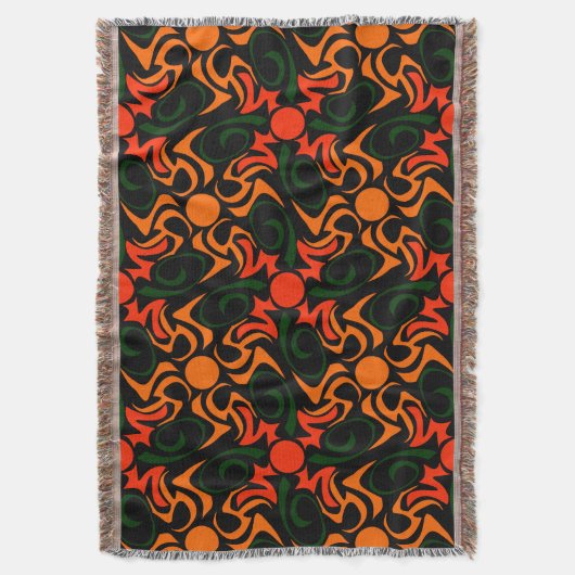 Forest Green and Yellow Tribal Star Pattern Deken (Voorkant Verticaal)