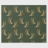 Forest Green Antlers Pattern Masculine Gift Cadeaupapier (Vlak)